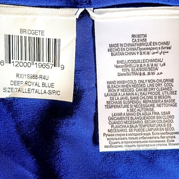 BCBGMaxAzria Bridgete Royal Blue Silk Split Back Tunic Top - Picture 6 of 8